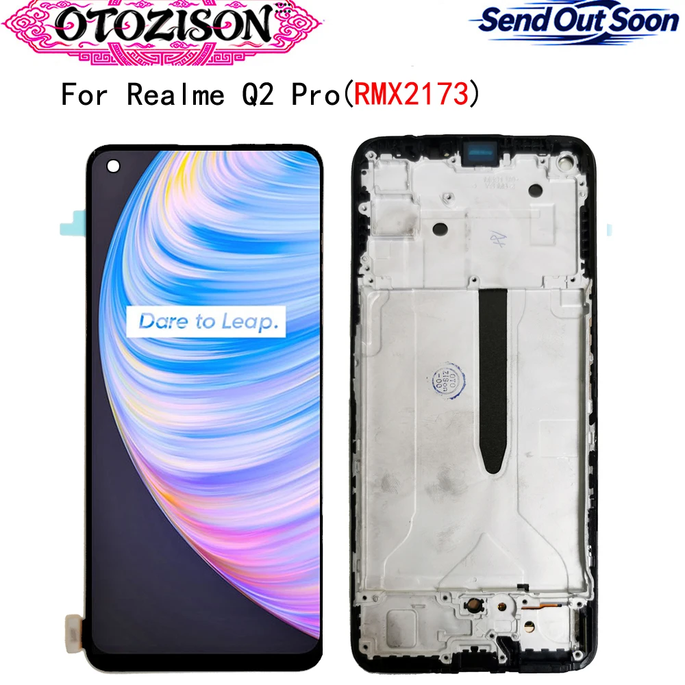 For Realme Q2 Pro AMOLED LCD Screen For Oppo Realme Q2 Pro RMX2173 LCD Display Screen Touch Panel Digitizer With Frame Assembly