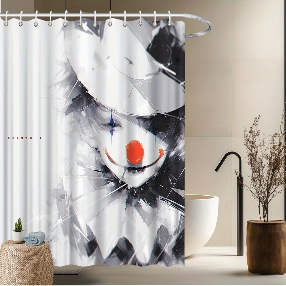 

Стильная занавеска для душа-клоуна, абстрактный дизайн, красный нос и желтый галстук, полиэстер, устойчивый к выцветанию, можно стирать в машине, 12 крючков