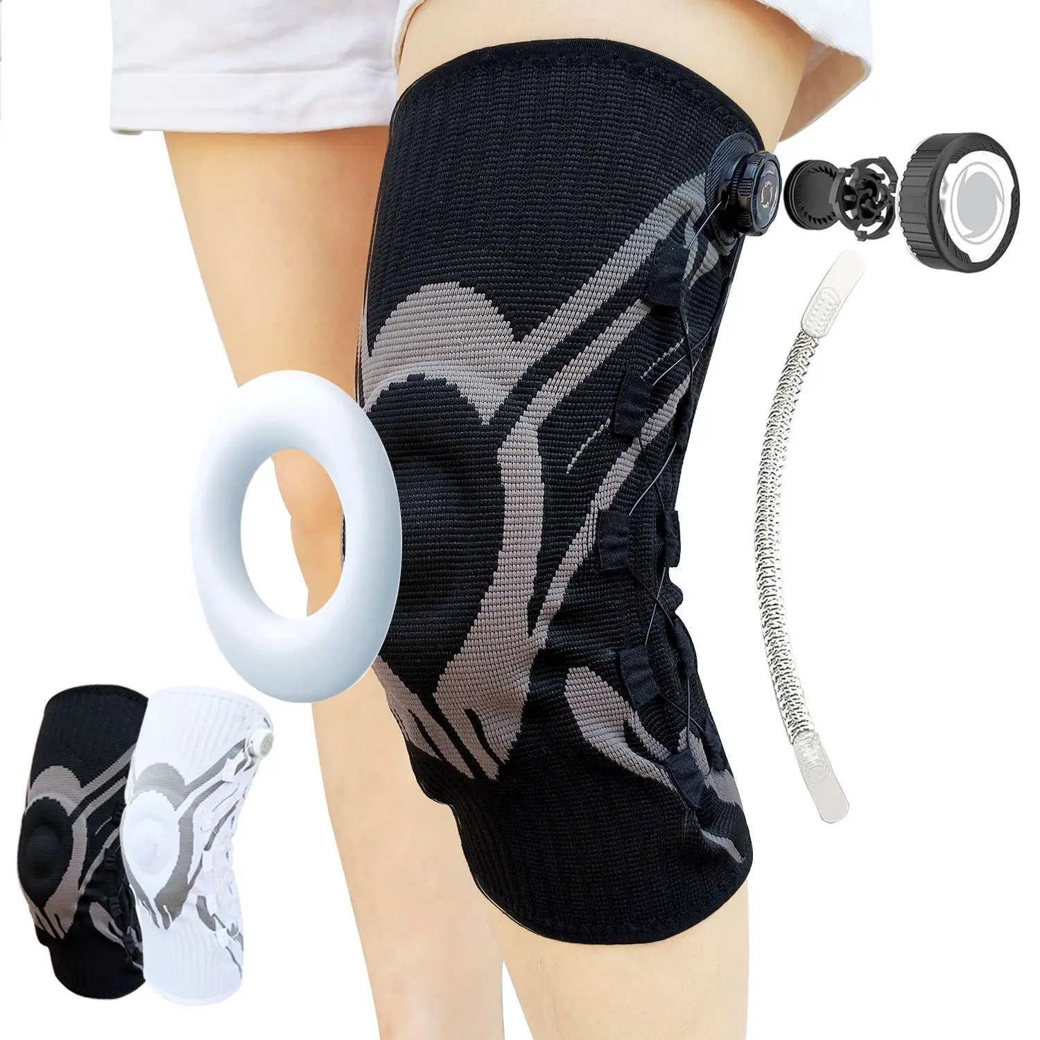 Adjustable Knob Sports Knee Brace Professional Elastic Thin Non-Slip Spring Support Shin Defender Knee Pads for Basketball Gym