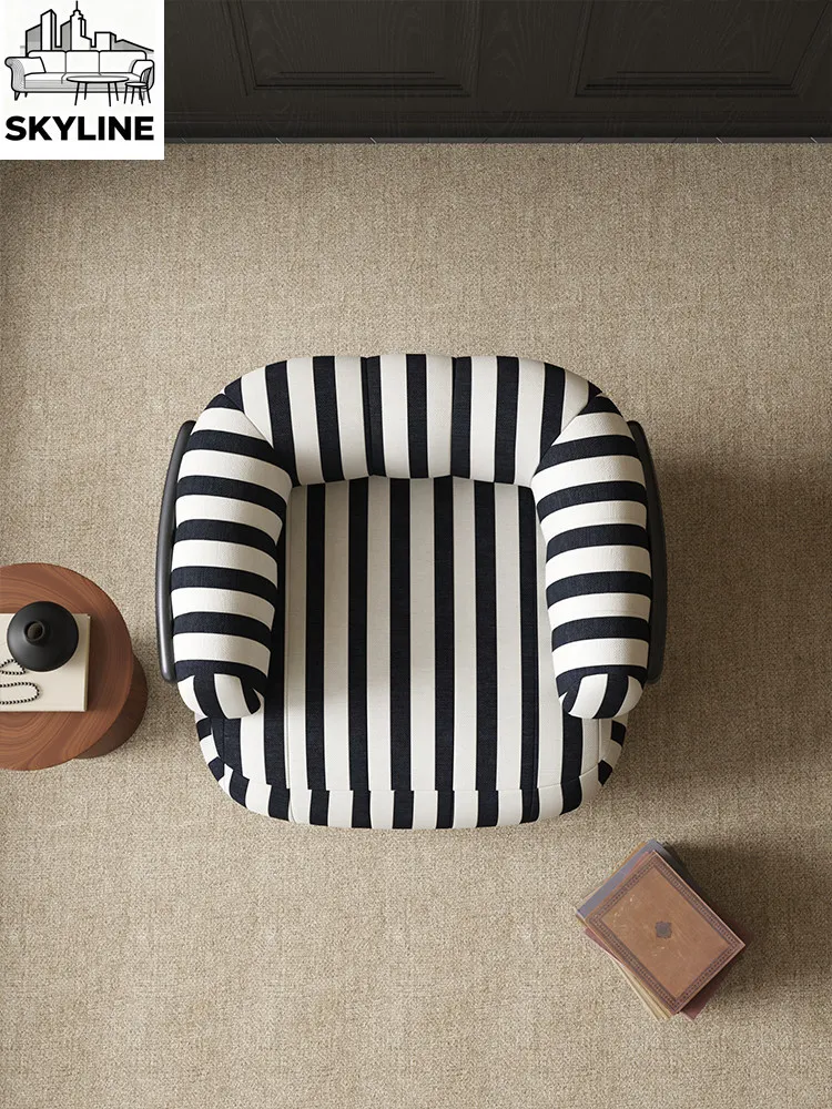 Vintage Striped Single Leisure Sofa Chair, Creative High-End Accent Chair for Living Room Balcony