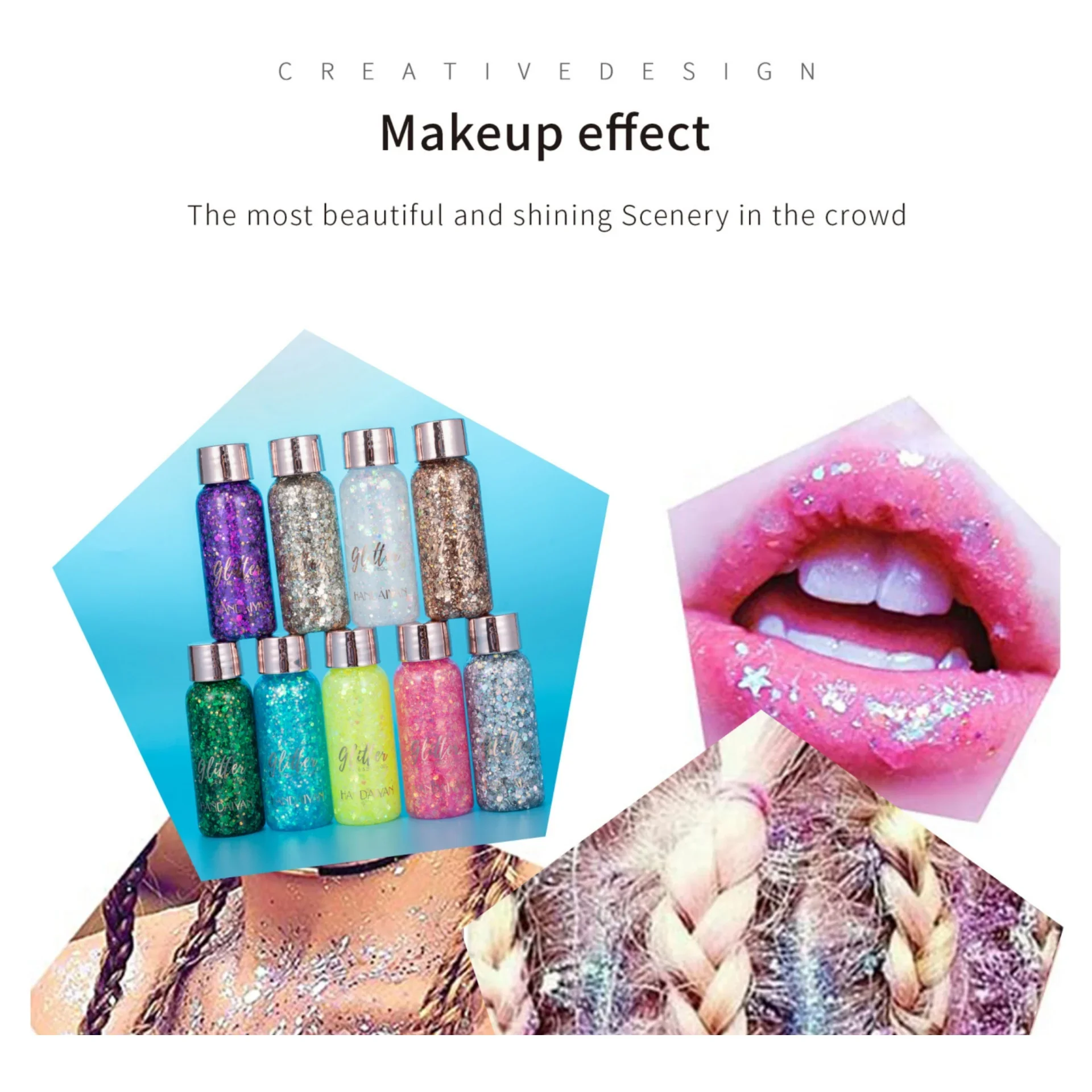 9 Color Glitter Gel Lasting Shadow Sequins High Gloss Art Body Face Nail Hair Makeup Decoration Party Festival