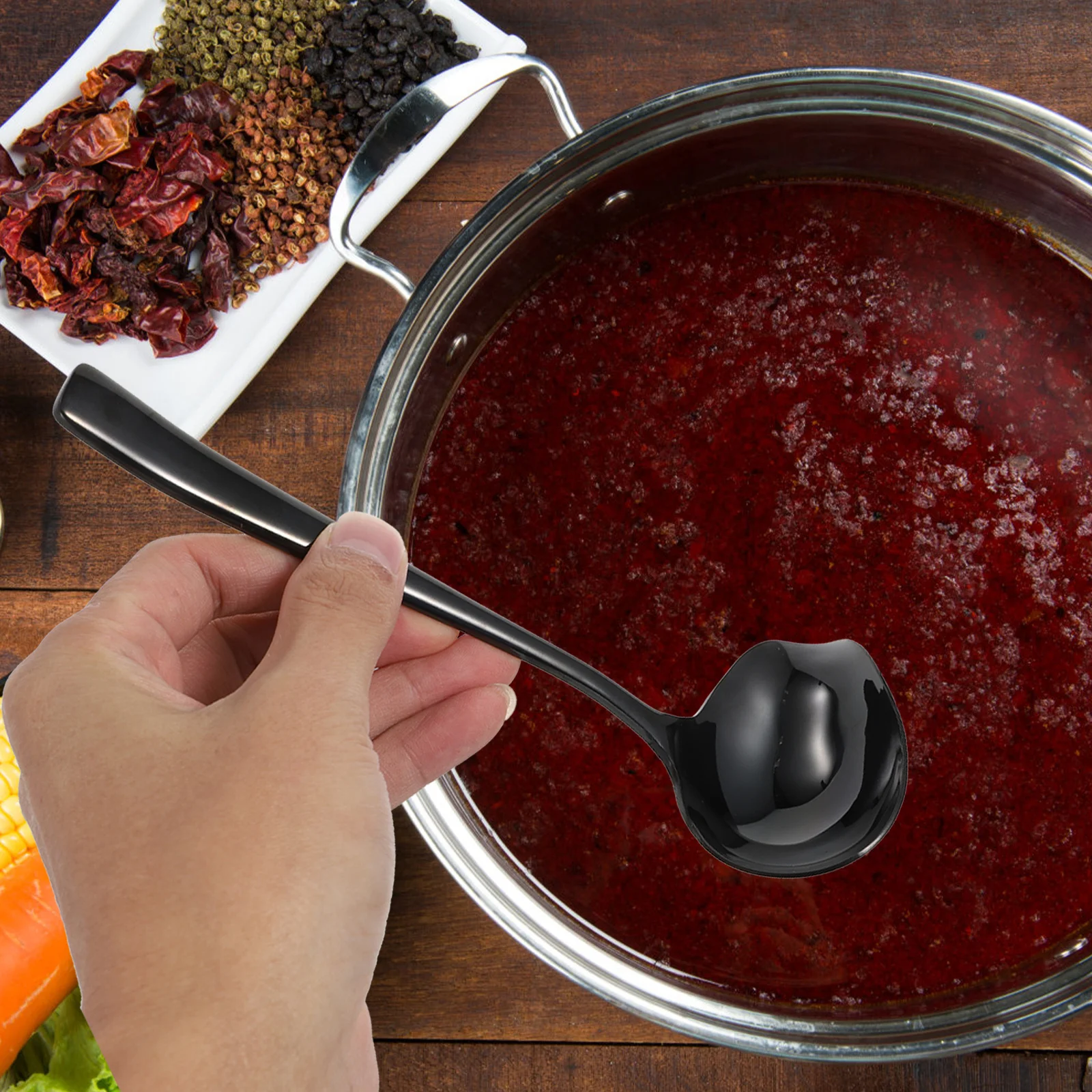 

1Pcs Duckbill Soup Spoon Stainless Steel Thick Long Handle Hot Pot Spoon Kitchen Tableware Practical Food Serving Scoop