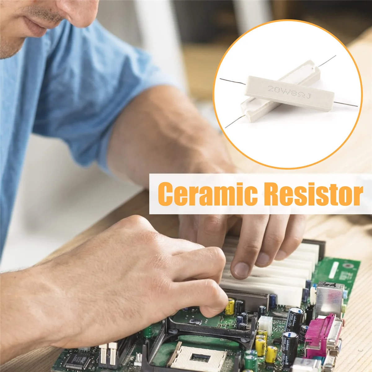 Resistor semen keramik luka kawat, 2 buah 8 Ohm 20W 5%