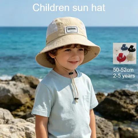Boy Girl Summer Fishing Hat 50-52cm 2-5 Years Kids Mesh Cap Outdoor Sun Hat Children Breathable Hiking Cap Beach Sunscreen Hat
