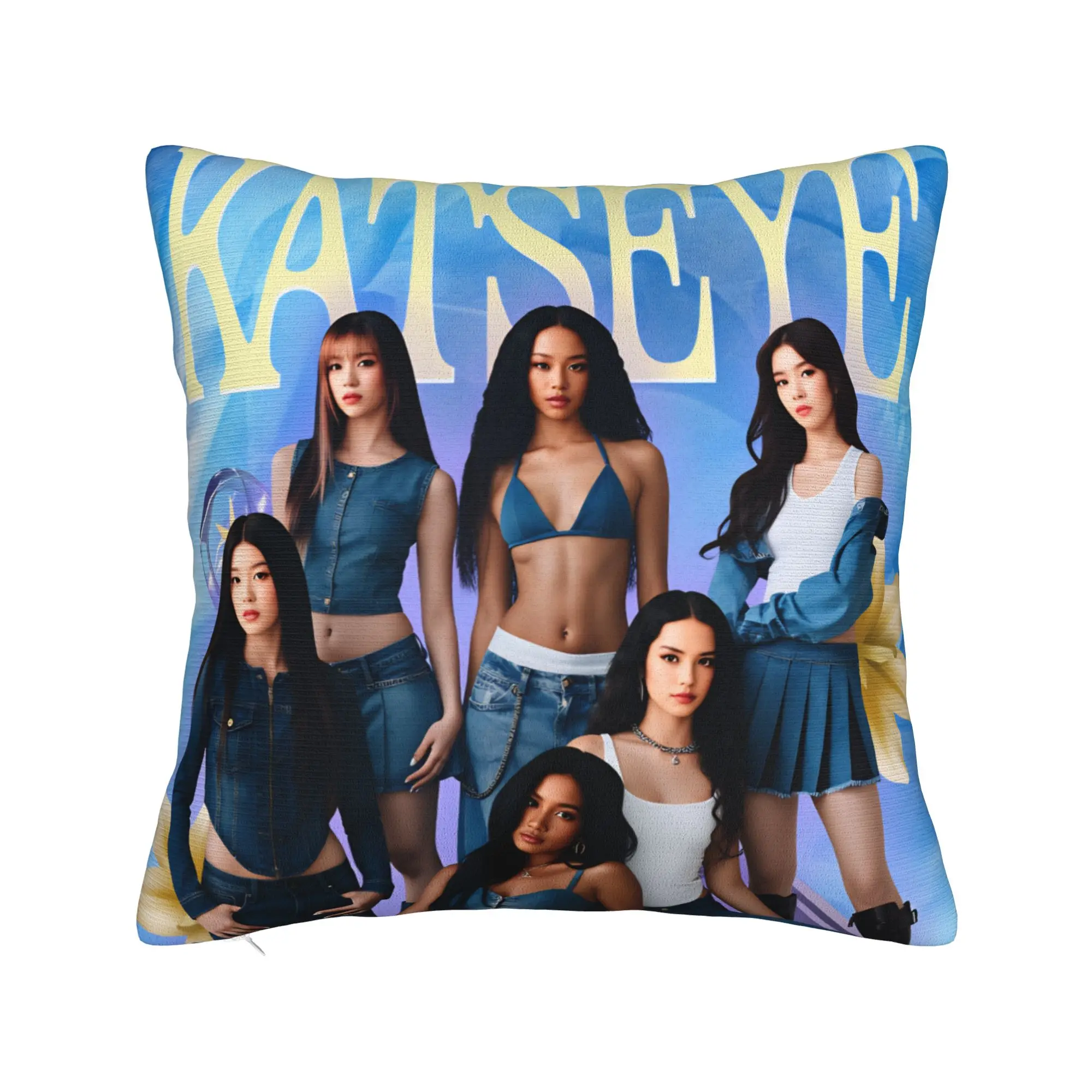 Katseye Kpop Music Pillow Cover  Cute Funny Pillow Case For Living Room Sofa Soft Pillowcases Gift
