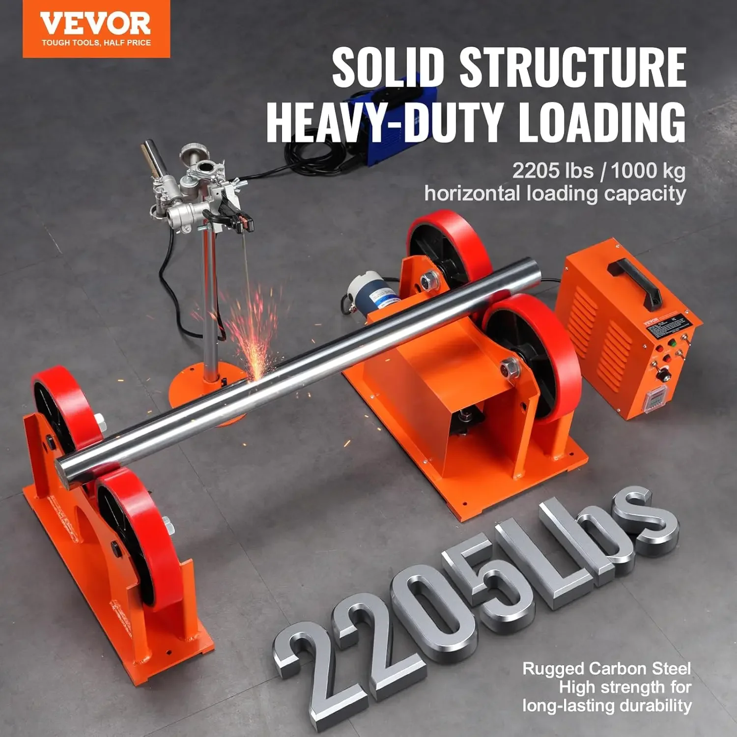 110V Linkage Roller for Welding, Supports 1000KG/2205LBS, Speed 80-1600 mm/min, Adjustable Diameter 25-1400mm, Includes Rotary