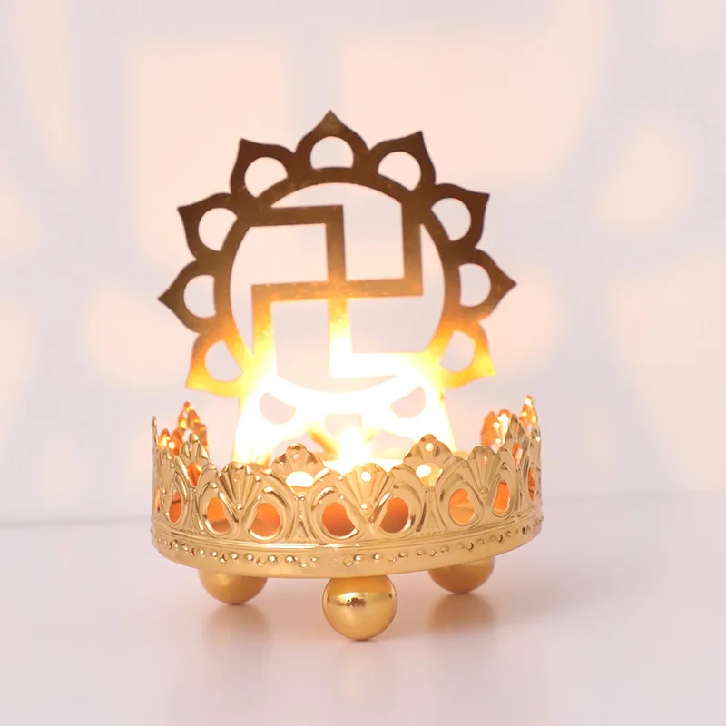 Hollow carved candlestick, alloy offering Buddha butter lamp holder offering candlestick Buddha