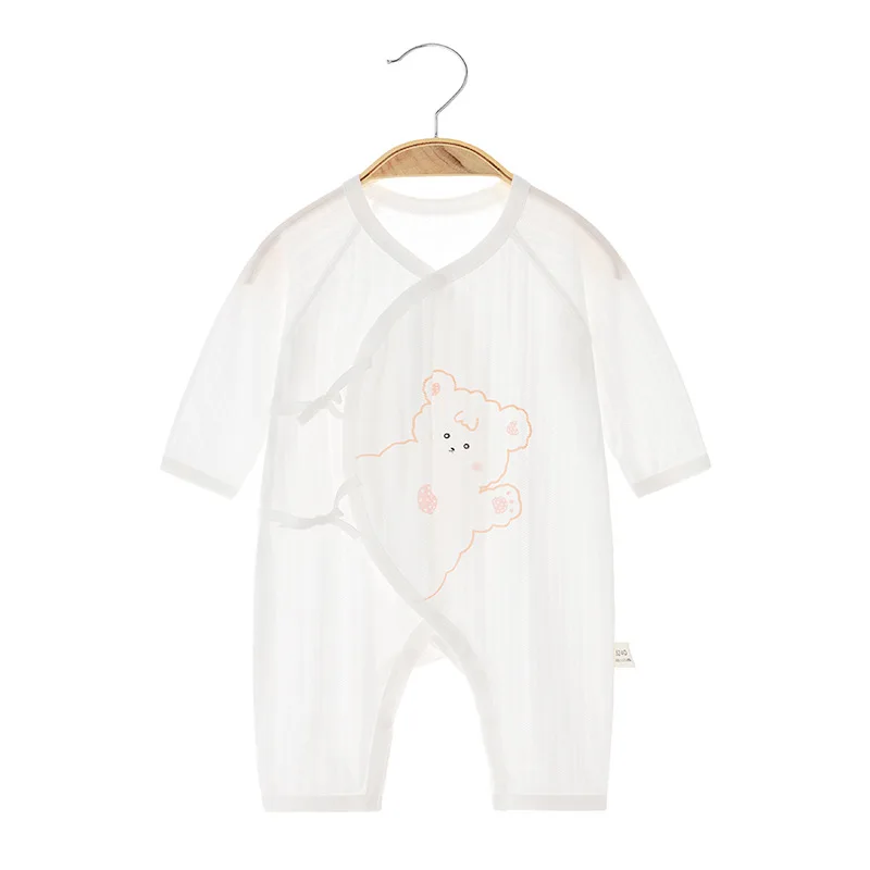 Newborn Jumpsuit Summer Baby Cotton Hollow Thin Boneless Clothes Rompers Long Sleeve Baby Clothes in Air-Conditioned Room