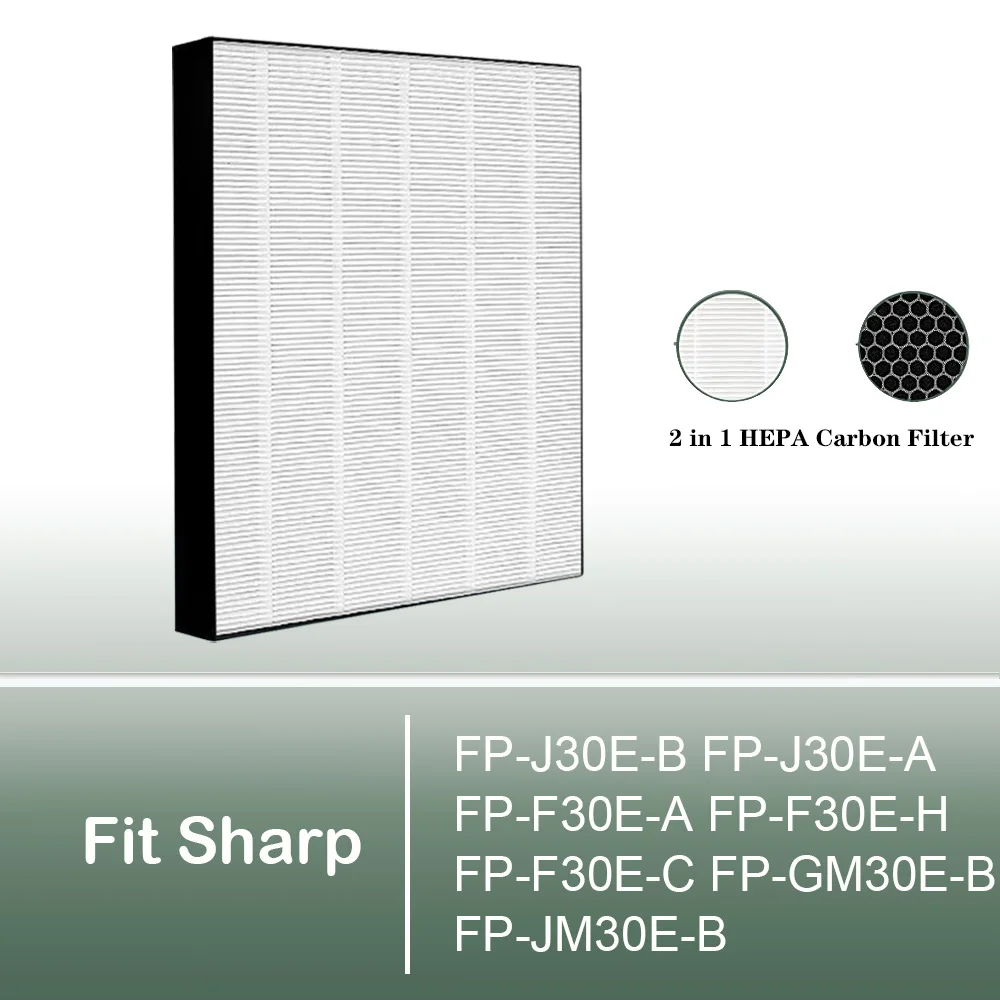 

Универсальный HEPA-угольный фильтр 2-в-1 для очистителей воздуха Sharp моделей FP-J30E-B, FP-J30E-A, FP-F30E-A, FP-F30E-H, FP-F30E-C, FP-GM30E-B, FP-JM30E-B