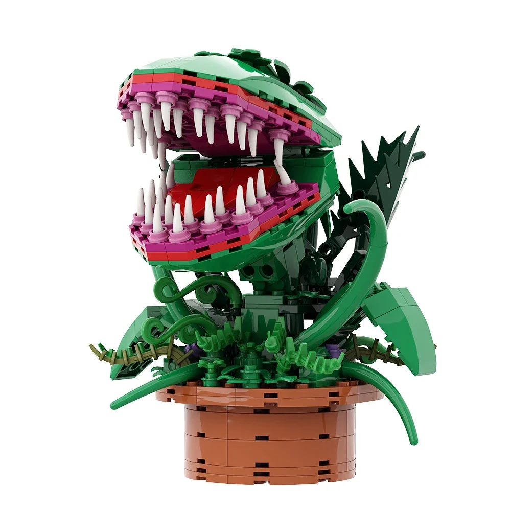 Moc vasos de plantas canibal flores bloco de construção montado horror shopes homem-comer vaso de flores jogo tijolo brinquedo presente do feriado