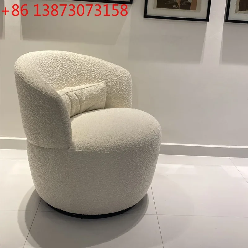 

Nordic Internet celebrity light luxury round fabric rotating French lamb wool leisure medieval cream single chair