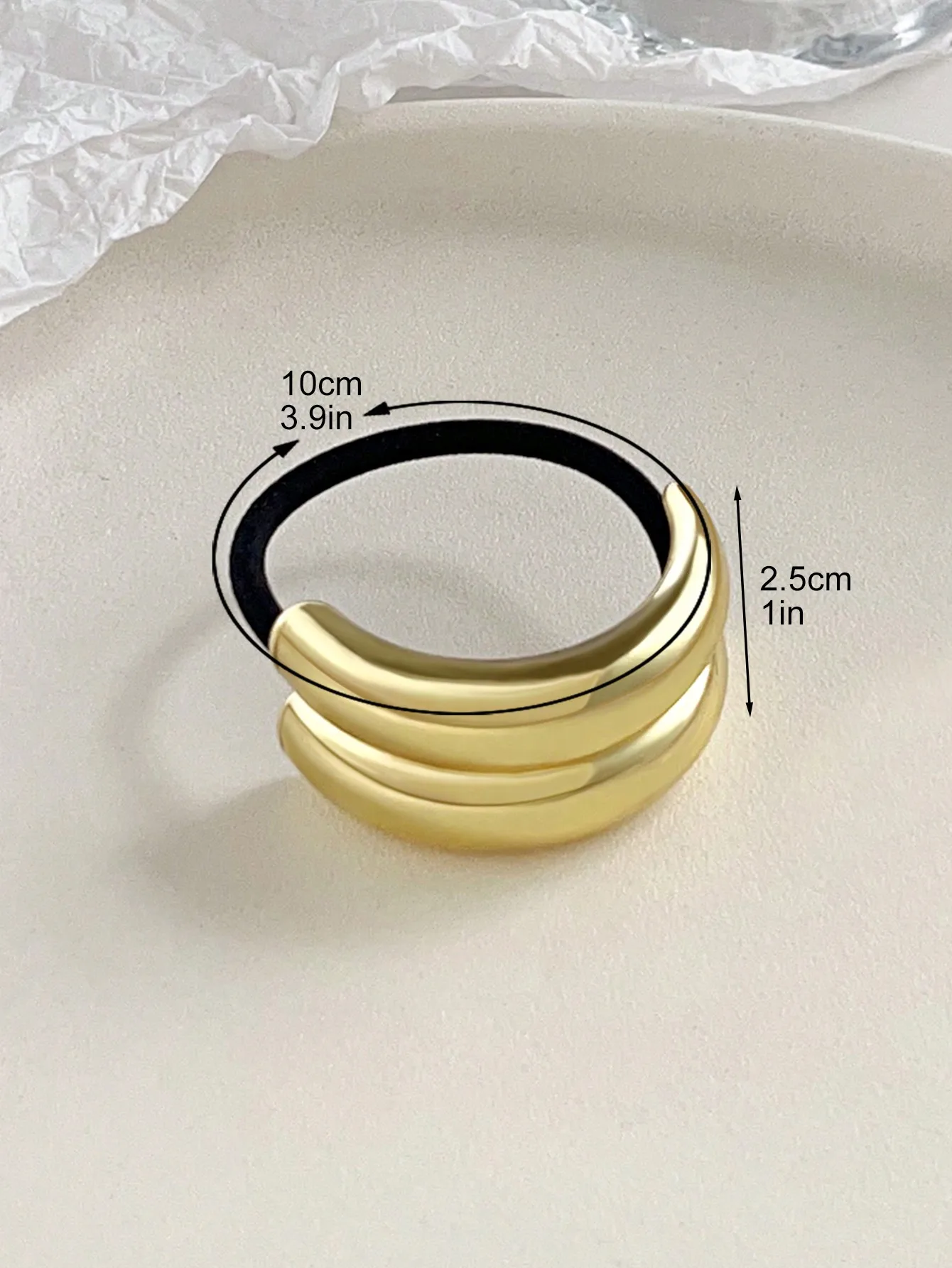 1Pcs Gold Metal Geometric Elastic Hair Ties,Ponytail Hair Cuff Wrap for Thick Thin Hair Elastic for Women Girls Hair Accessories