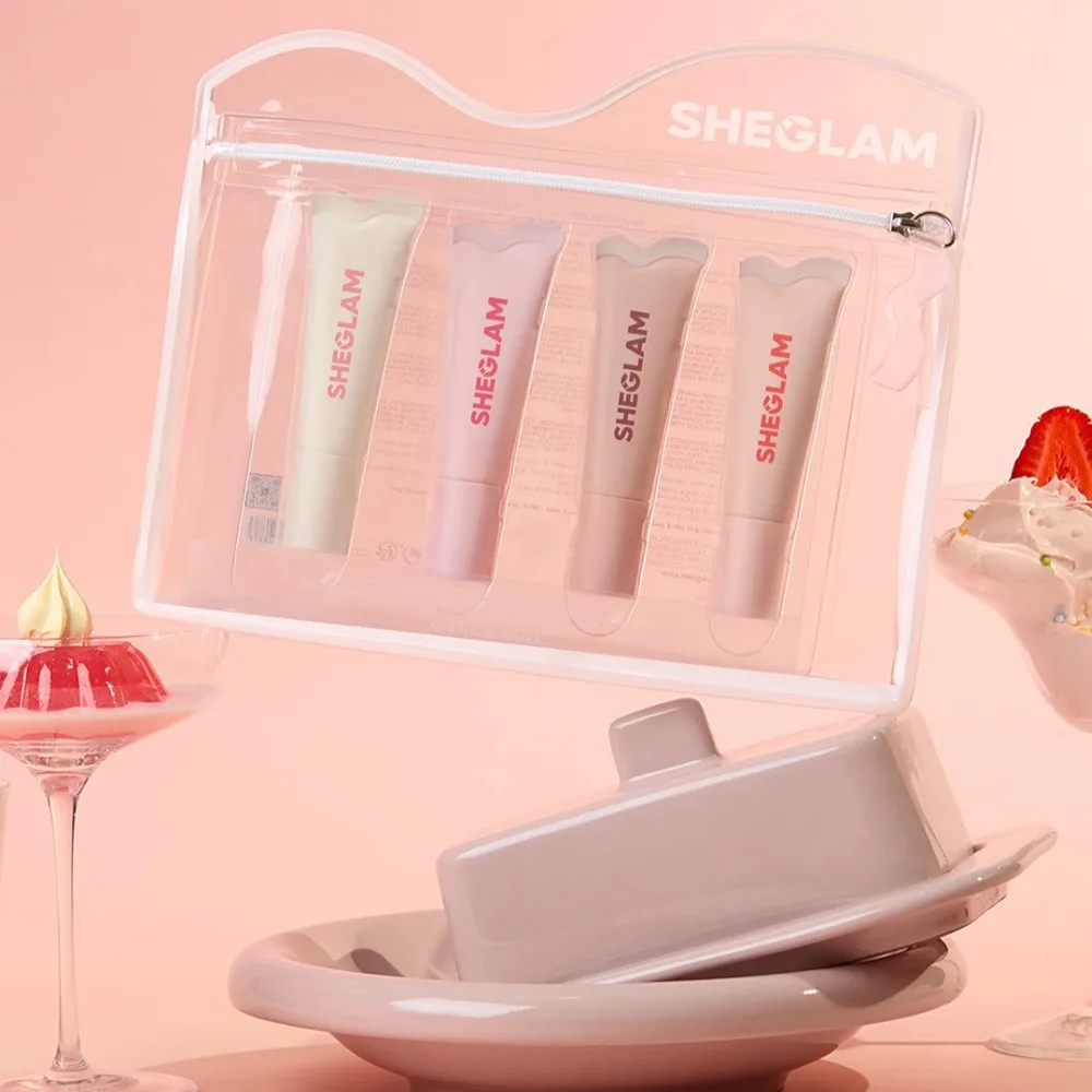 مجموعة ملمع شفاه مكونة من أربع قطع من Sheglam ملمع شفاه ملون ومرطب وحلوى الفراولة وحلوى الشفاه وتقليل خط الفاكهة والعناية بالشفاه الكورية #4
