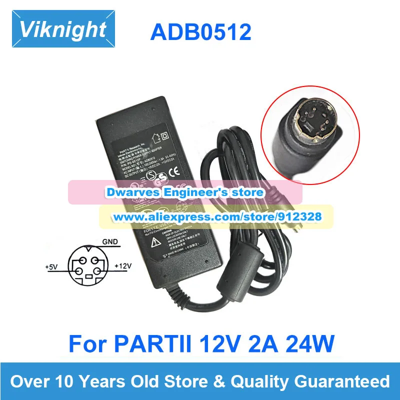 

Original 5V 2A 12V 2A 24W AC Adapter ADB0512 PS-0512P Charger For PART II Power Supply Round With 5 pins