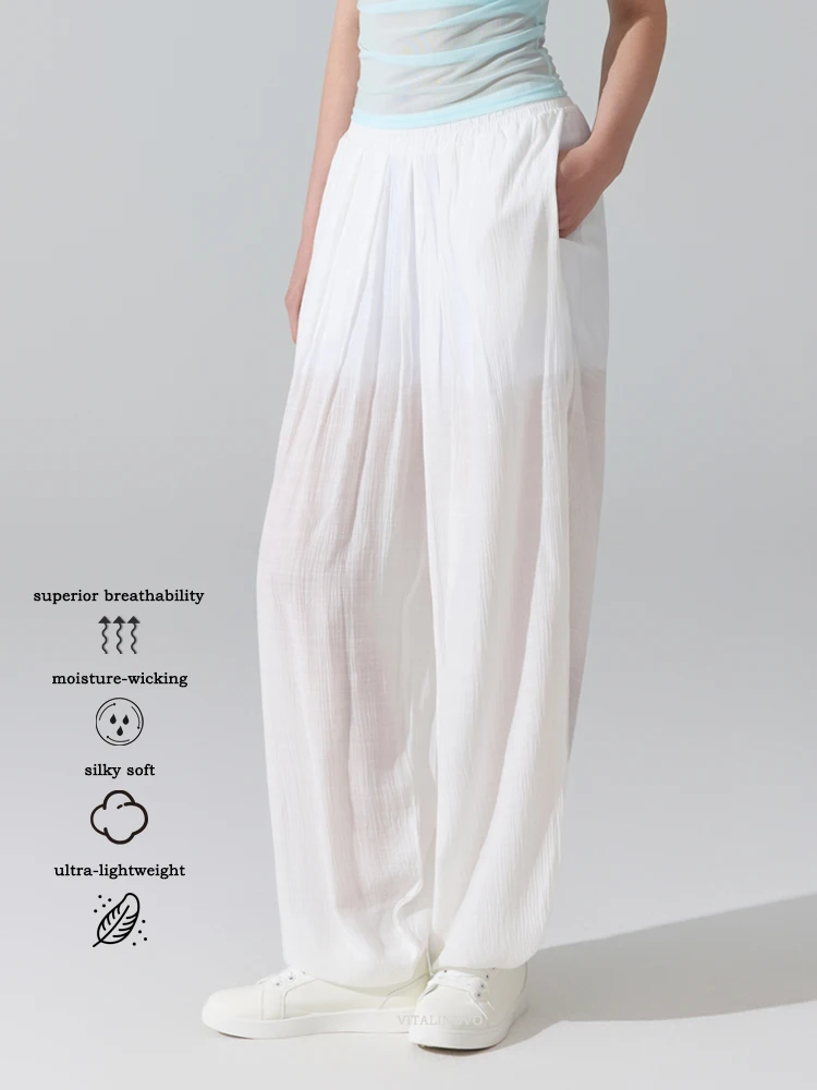 VITALINOVO Wide Leg Yoga Pants for Women Casual Loose Cozy Sweatpants High Waisted Lounge Pajama Flowy Pants With Pockets