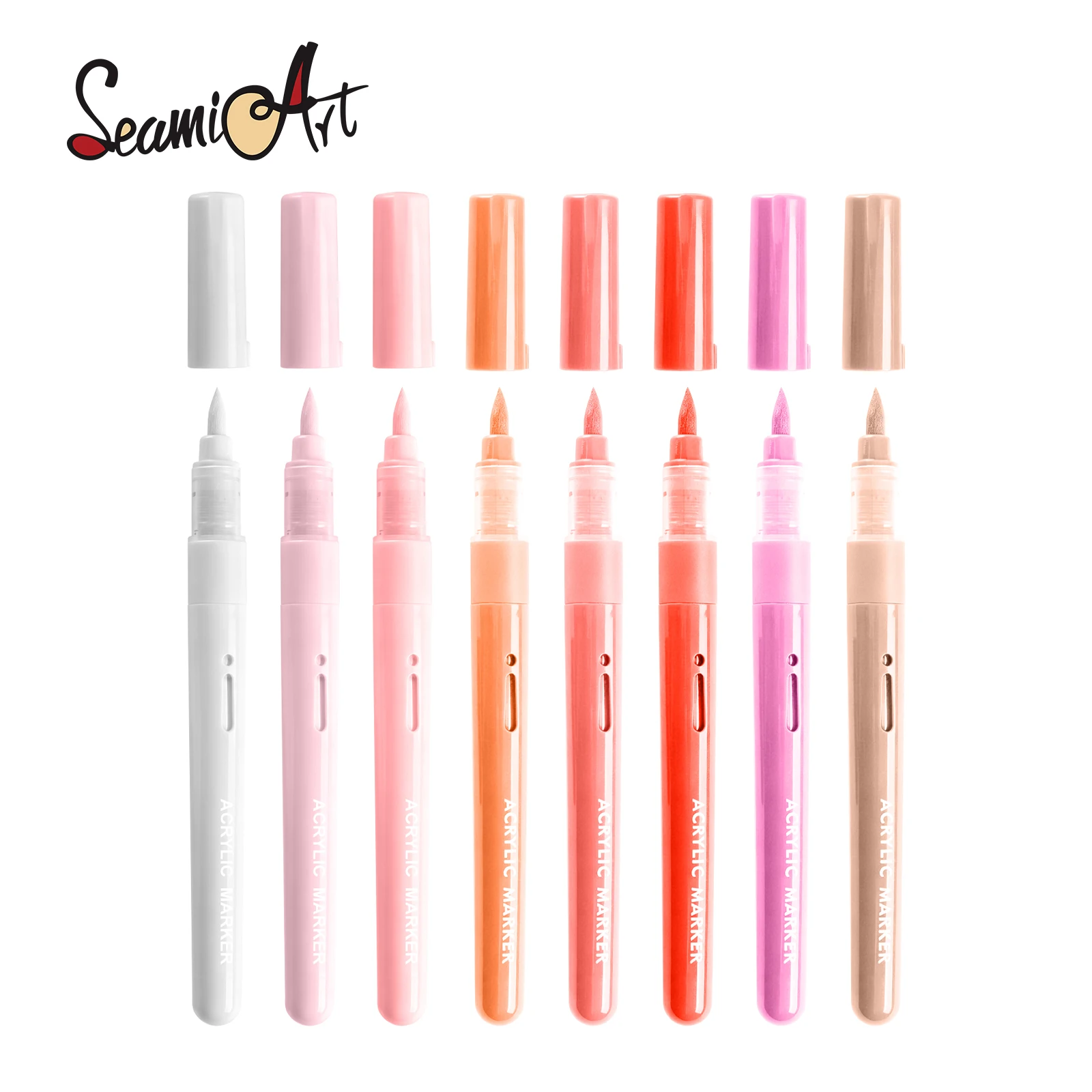

SeamiArt 8pcs Acrylic Marker Pen Soft Brush Tips for School Panting Art Drawing Gift set for Art Supplies