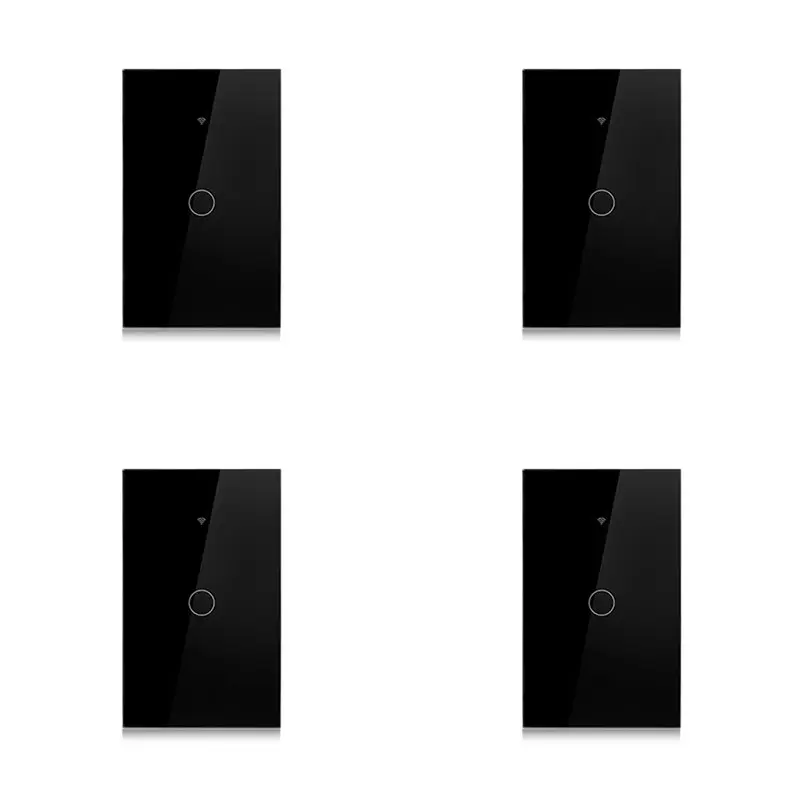 

A58Z 4X Tuya US Plug Wifi Smart Wall Switch 1 Gang No Neutral Wire Touch Sensor LED Light Switches Home Alexa Google Black