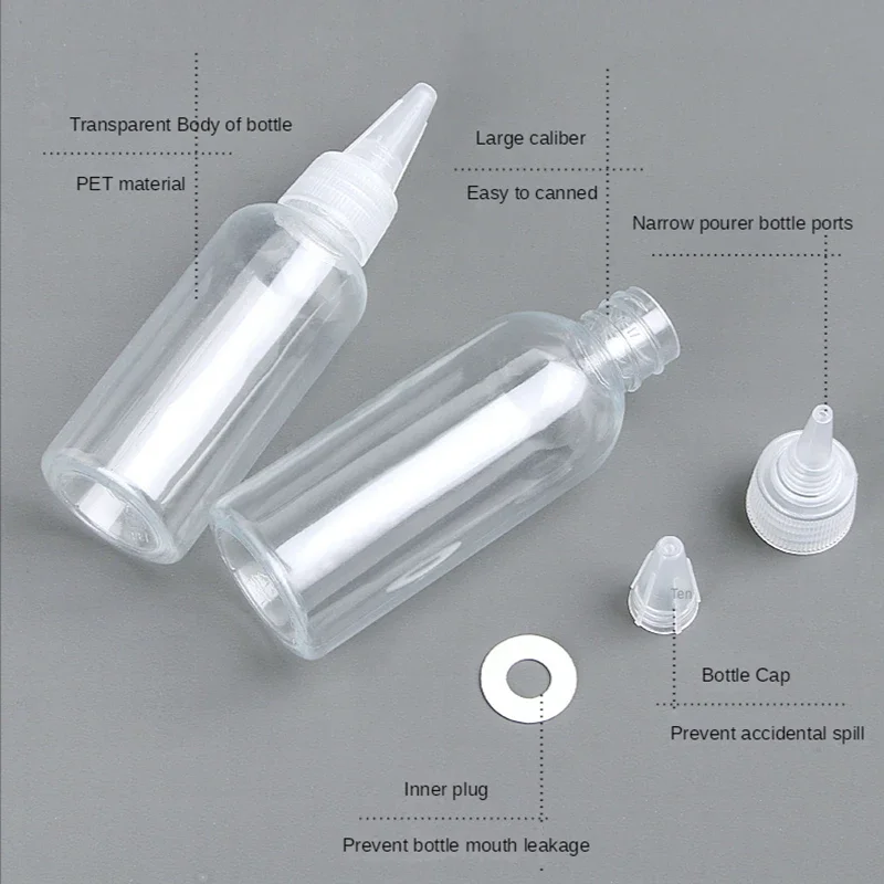 Embalagem Cosmética Portátil Recarregável, Garrafa De Plástico Transparente Vazia, Pet Sharp Spout Cover