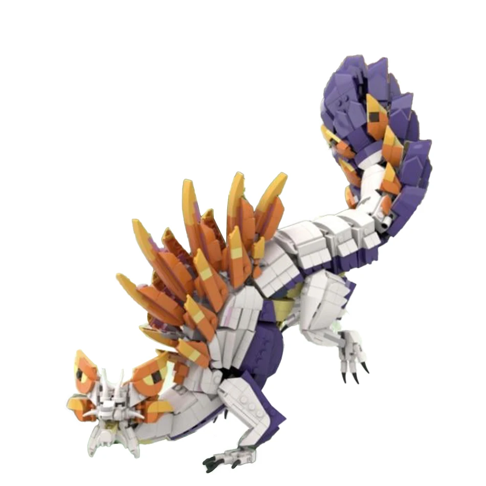 Creative MOC-153116 Divine Beast Animals Monster Mizutsune Building Block Dinosaur Model Brick Toy For Children Birthday Gift