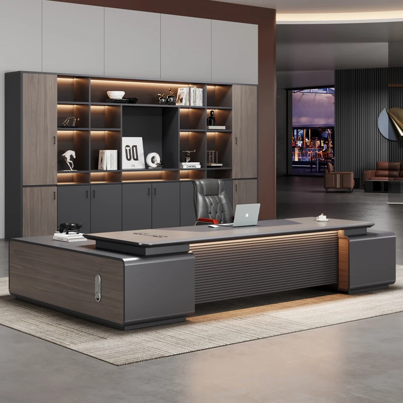 Set Boss Wooden Workstation with Panel Style Furniture From China Luxury Modern L-Shaped Executive Office Desk
