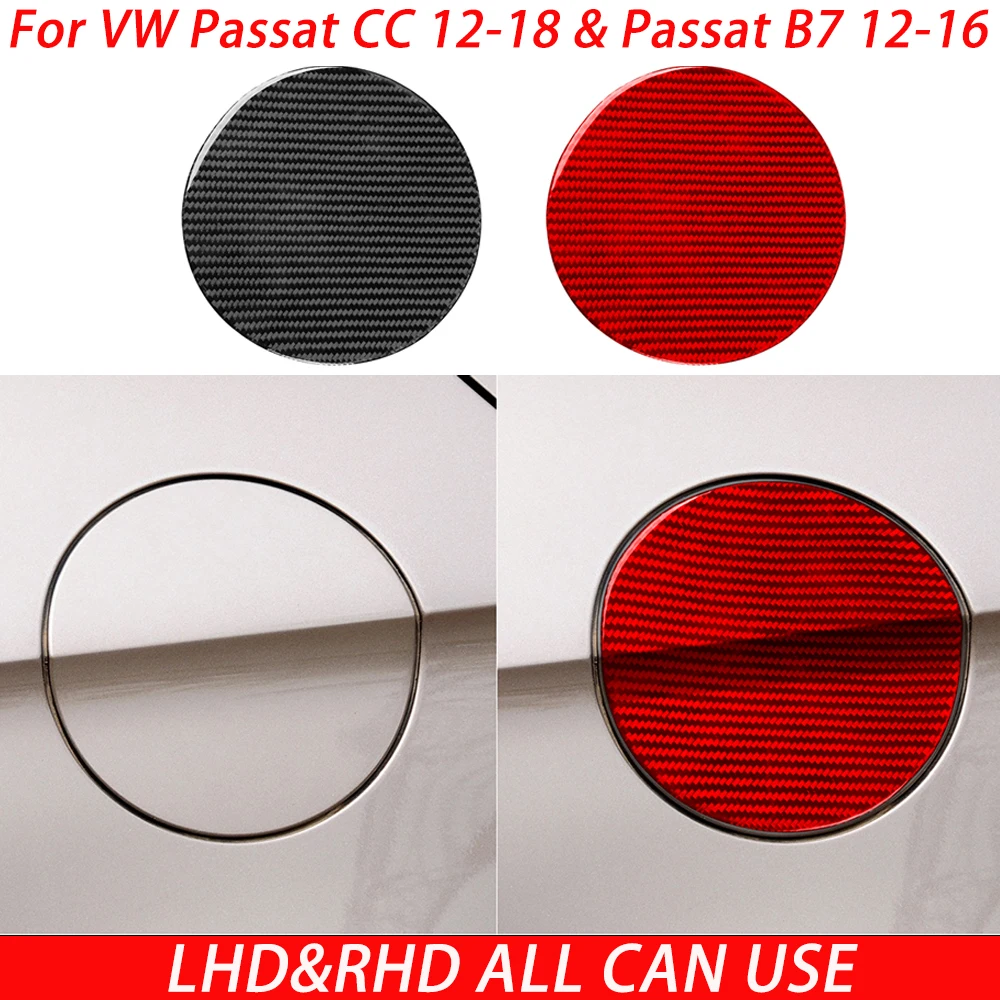 For VW Passat CC 2012-2018 & Passat B7 2012-2016 Carbon Fiber Fuel Tank Cap Car Interiors Accessories Decoration Stickers