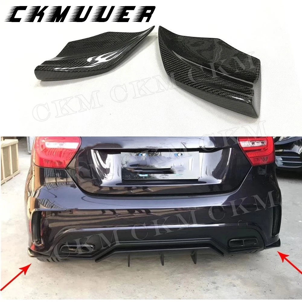

CKMUUER Carbon Fiber Rear Bumper Side Splitters Spoiler Canards Fender for Benz A Class W176 A180 A200 A250 A45 AMG 2013-2018