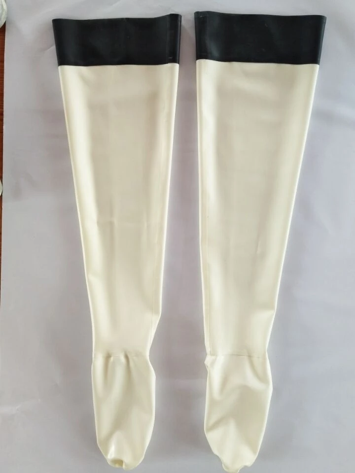 

Latex Rubber Gummi White Feet sock Black stocking Tight Size XS~XXL