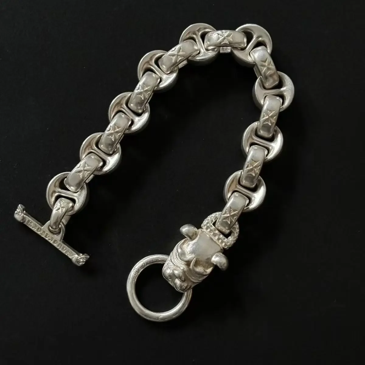 Old Tibetan Silver Hand-made Nepal Auspicious Animal Head Bracelet Domineering Transshipment Men and Women Couple fashion Gift
