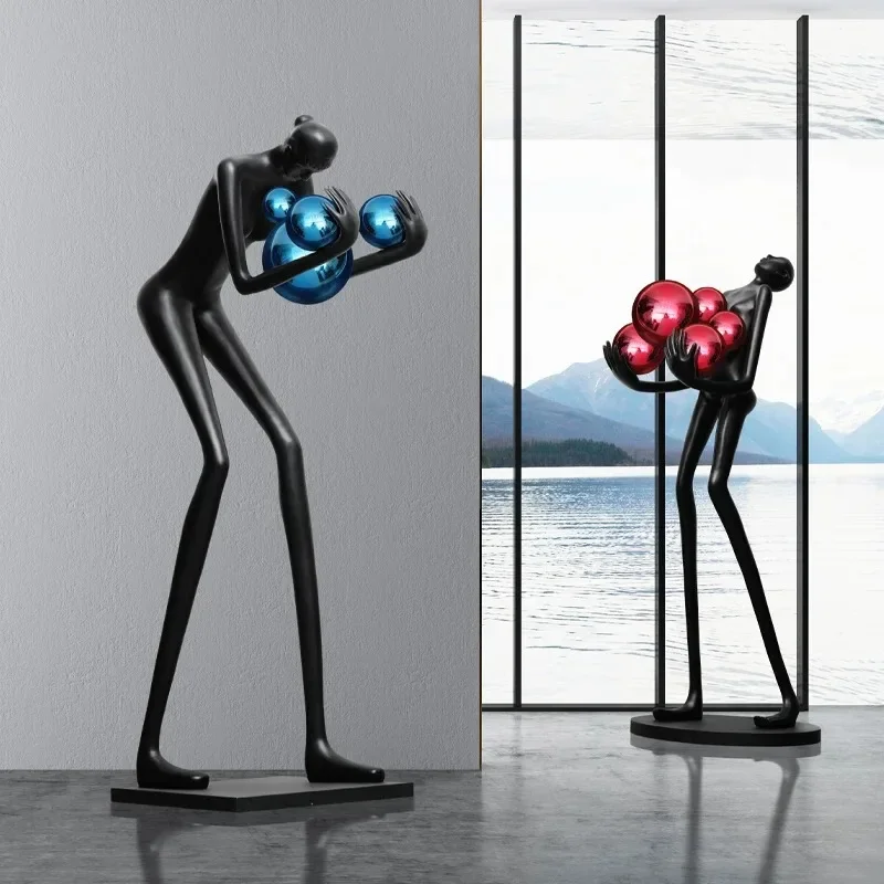 Modern abstract figure sculpture ornament large floor-to-ceiling hotel aisle art model room