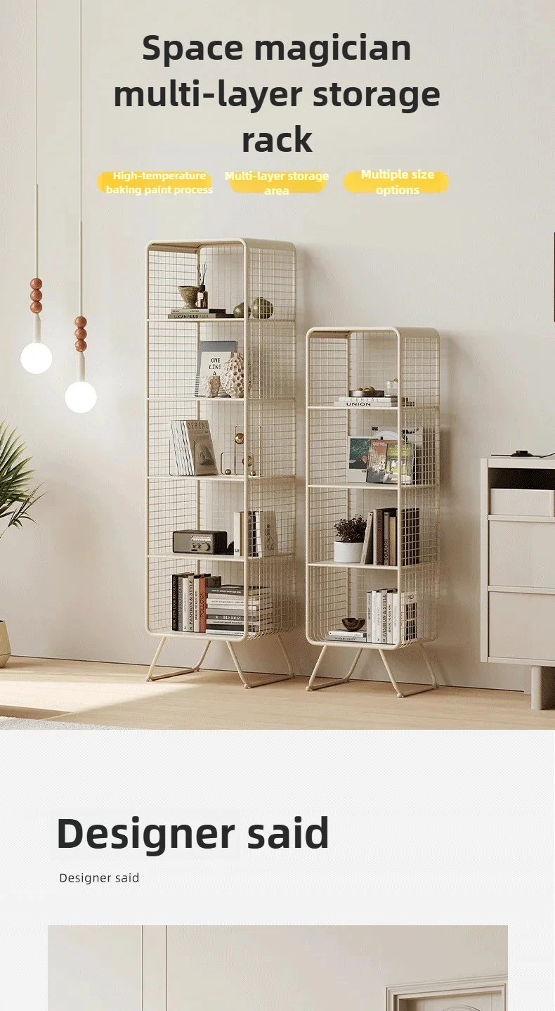 Nordic style Bookcase Multi-Tier Metal Storage Shelf Space Saving Living Room/Kids Book Organizer Sturdy Display Rack for Office