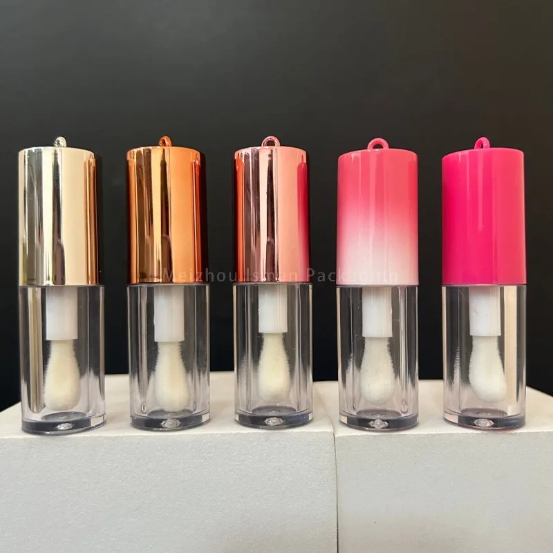 

50Pcs Wholesale 4ml Clear Gradient Pink Custom Logo Cute Plastic Lip Gloss Bottles Cosmetic Liquid Lipstick Tube with Hole
