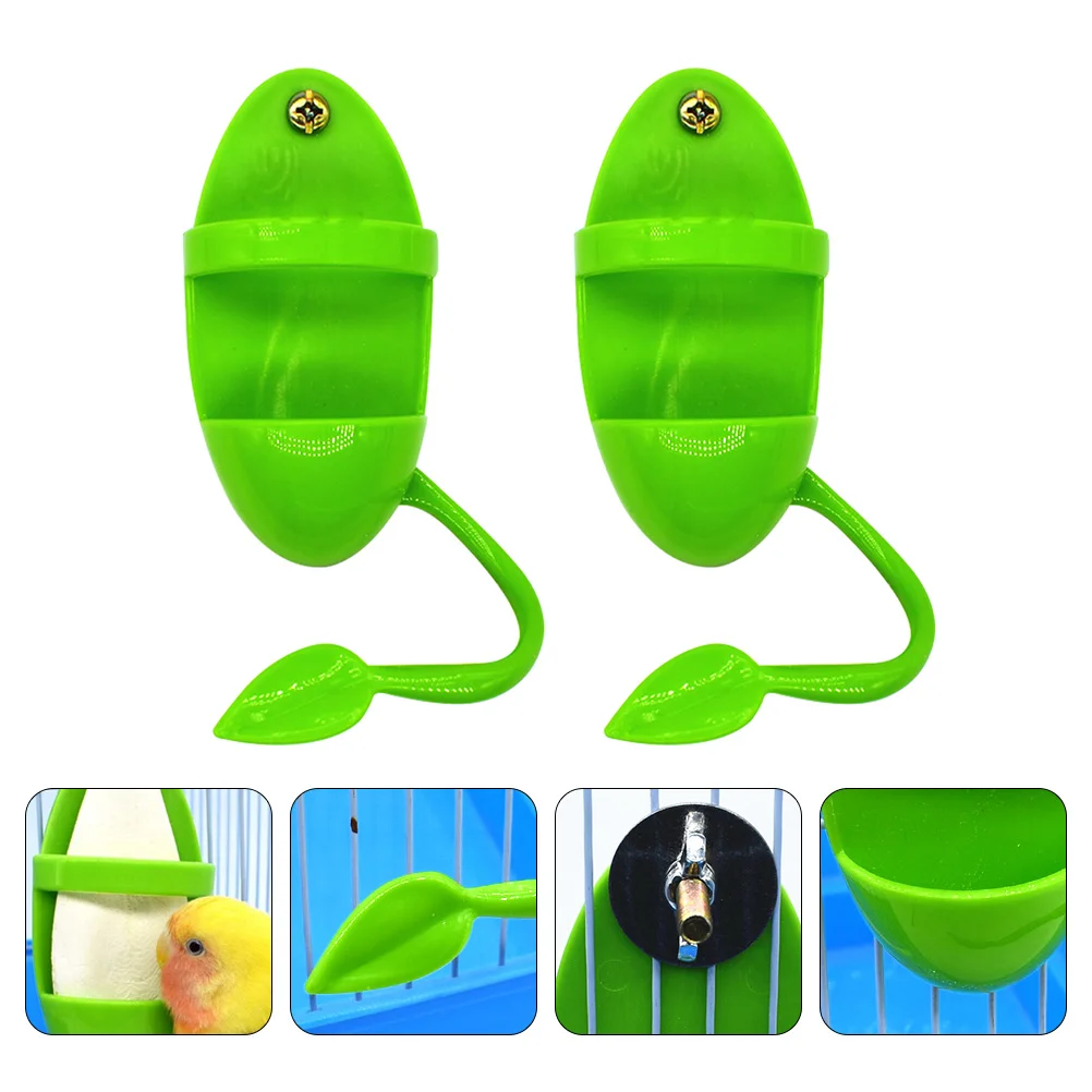 2 Pcs Feeder Pole Bird Cage Cuttlefish Standing Plastic Parrot Feeding Tool