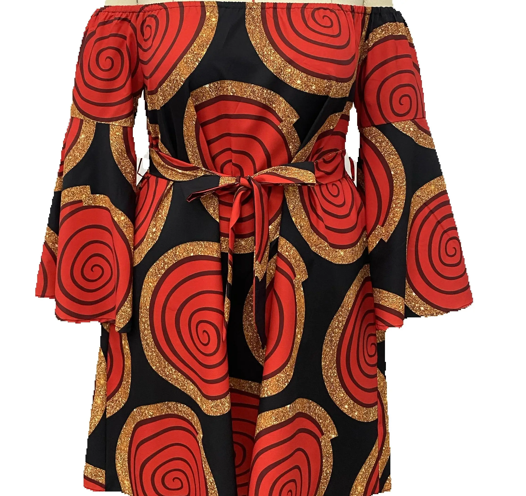 Stedelijke elegante zoete casual resortjurk met boho bloemenprint en off-the-shoulder halslijn