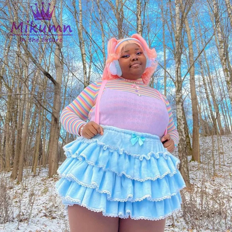 Harajuku Y2k Sweet Pink White Pumpkin Pants Lolita Autumn Winter JK Plush Shorts Japanese Kawaii Ruffles Lantern Shorts - Image 4