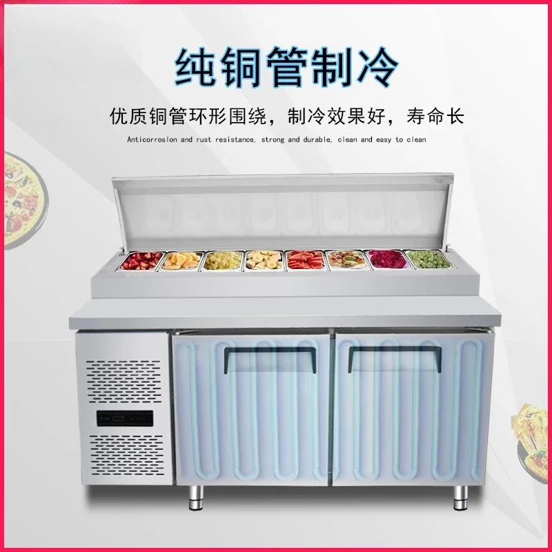 Refrigerated salad fresh-keeping workbench Horizontal cold vegetable fruit display cabinet