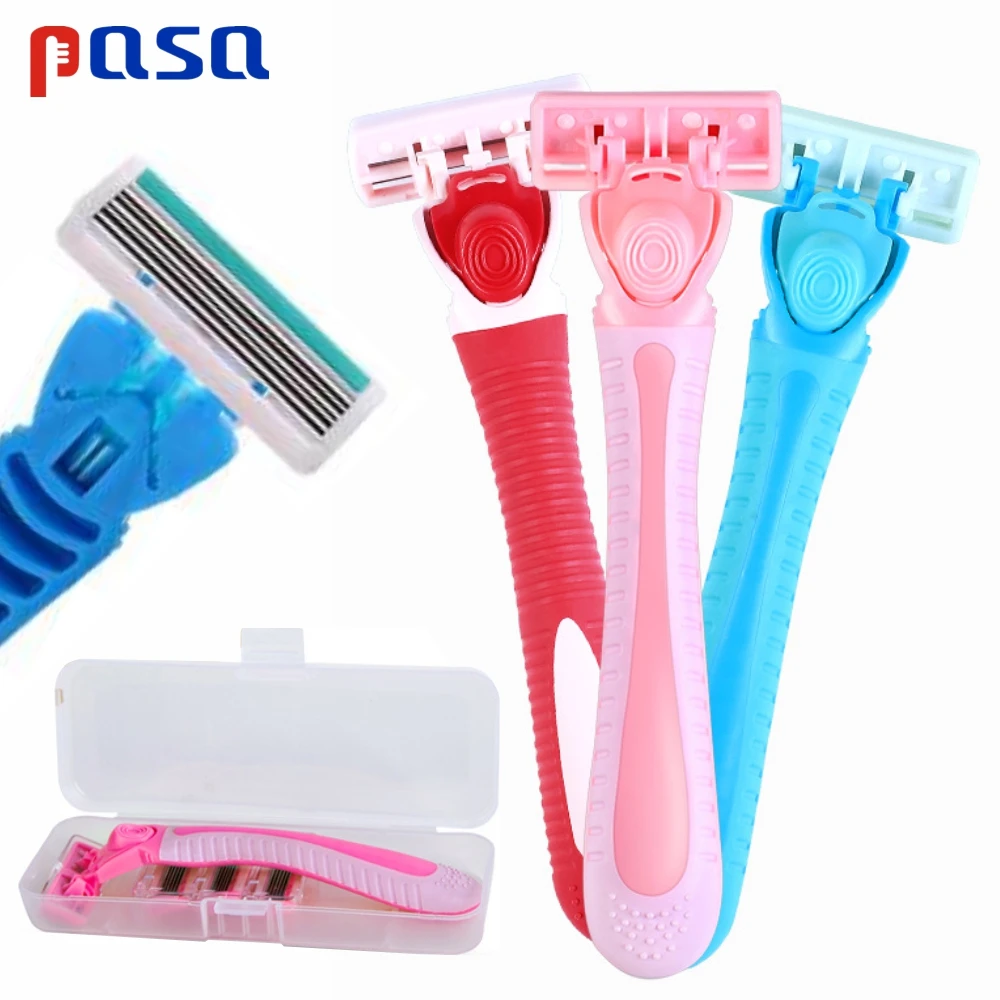 

PASA Women Pubic Hair Razor Lady Leg Armpit Shaver Included 4 pcs Female Safety Replaceable Blades Shaving Head Free shipping