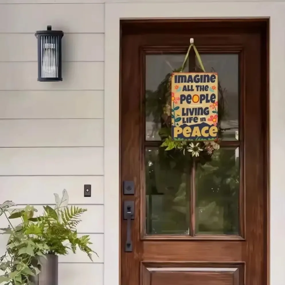 T"Retro 'Imagine All The People' Wall Art – Vintage Metal Sign | Peace-Themed Decor for Homes,Spaces & Music Lovers' Nooks"