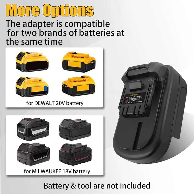 DM18DW12 Battery Adapter Converter for Dewalt/Milwaukee 18V 20V Li-ion Battery Convert to for Dewalt 12V Power Tools