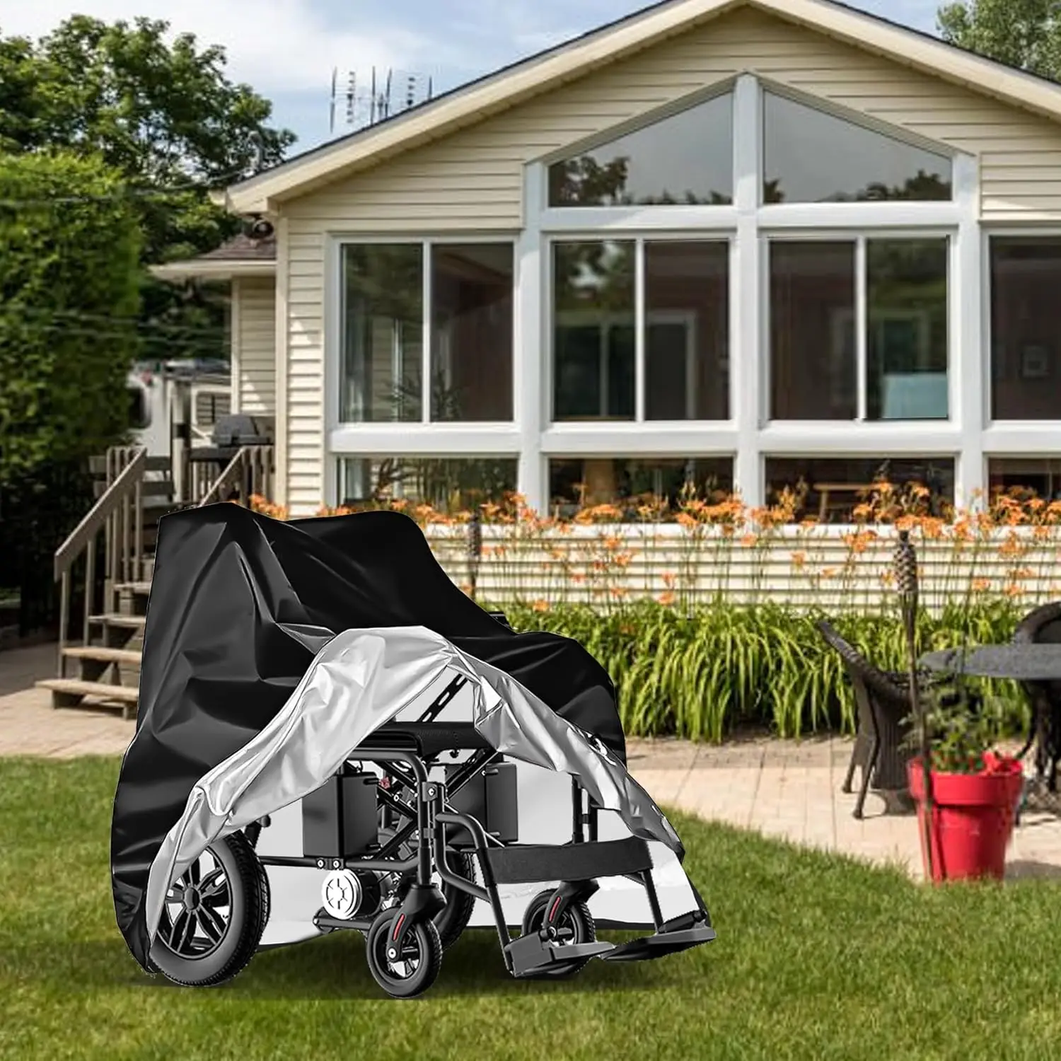 Heavy Duty Waterproof & Dustproof Electric Wheelchair Cover - Prevent Rain, Wind, Dust, Sun & UV for Indoor & Outdoor Use