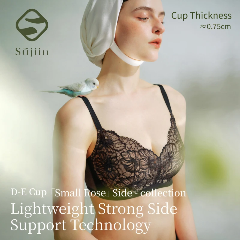 SUJIIN Plus Size Lace Bras for Women Sexy Wireless Push-up Soft Support Full Coverage Minimizer Bra Large Size Lingerie Lady