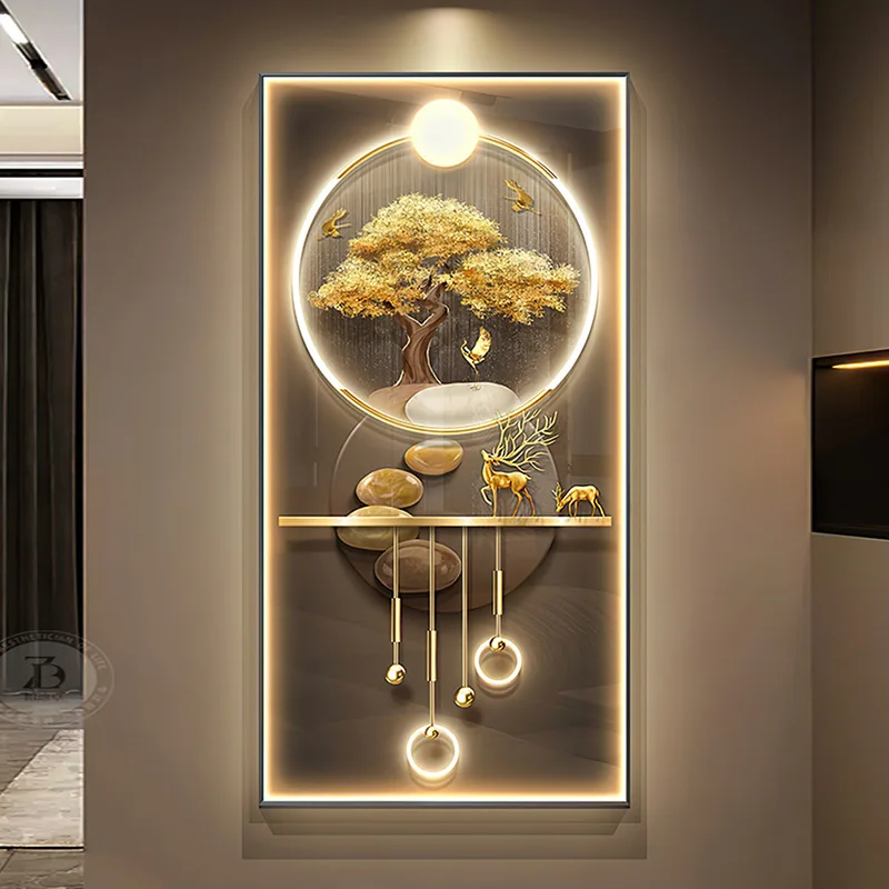 Imagem -02 - Lâmpada de Parede Moderna Decorativa Led Iluminação do Corredor Alces Cristal Porcelana Luz Mural Minimalismo Sala de Estar Pinturas Suspensas