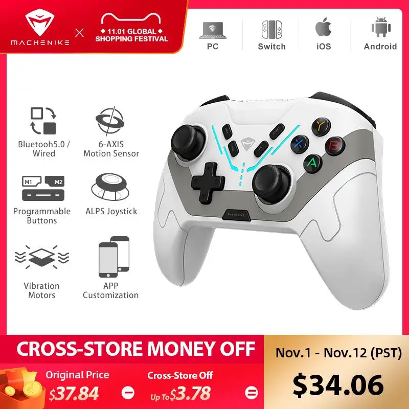 To Machenike HG510W Pro Dual Mode Gamepad Wired Bluetooth Gaming Controller PC Joystick applies to Nintendo Switch PC iOS