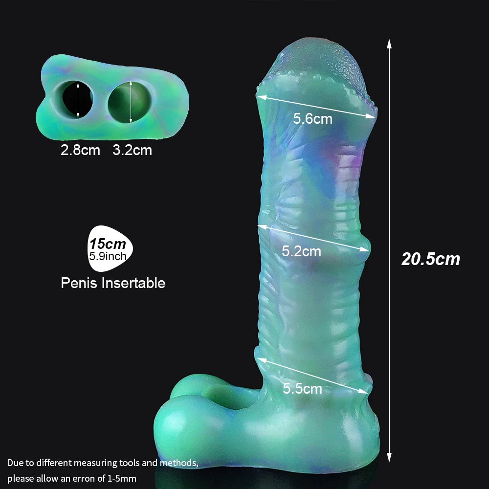 YOCY Monster Horse Penis Sleeve Soft Silicone Cock  Sheath Glowing In the Dark Sex Toy For Couples G- Spot Thick Ring Massager