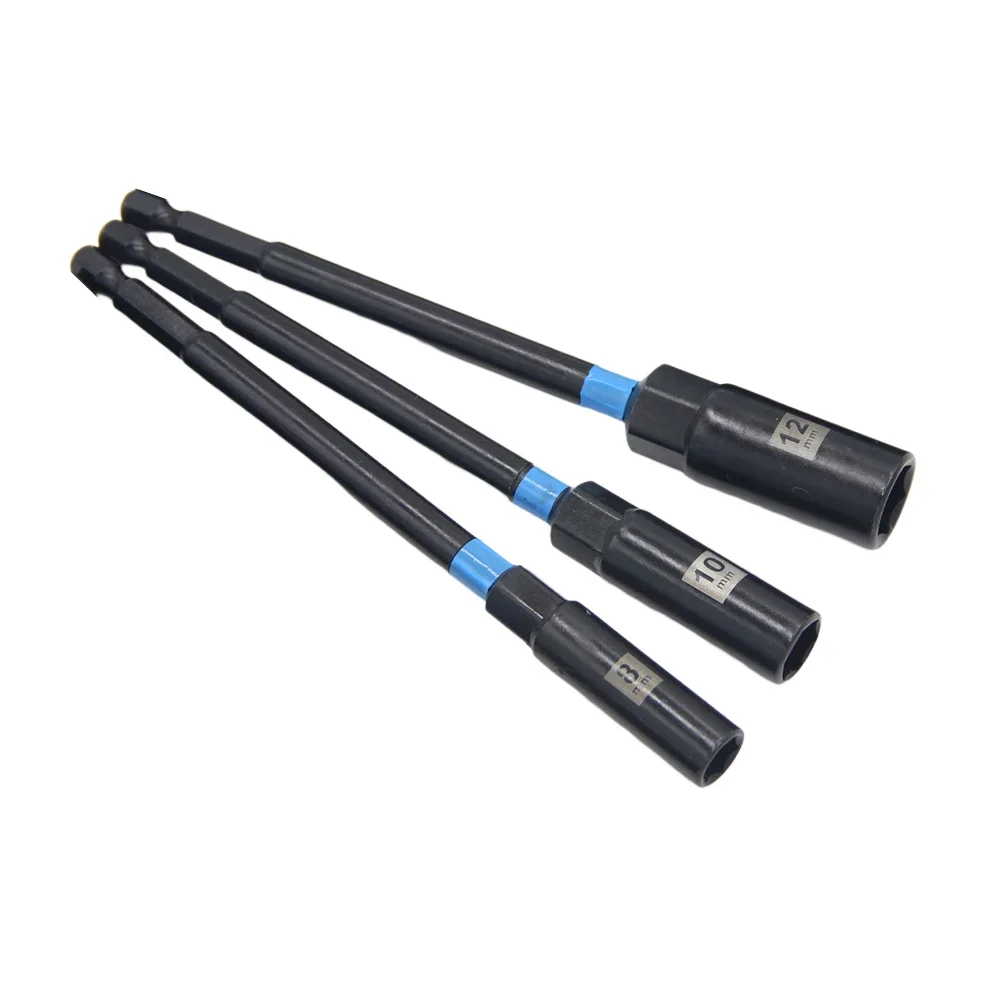 

Hex Nut Driver Tool Set Three Piece (3PC) Extension Sleeve Adapters (150mm) for Use in Automotive Repair Projects