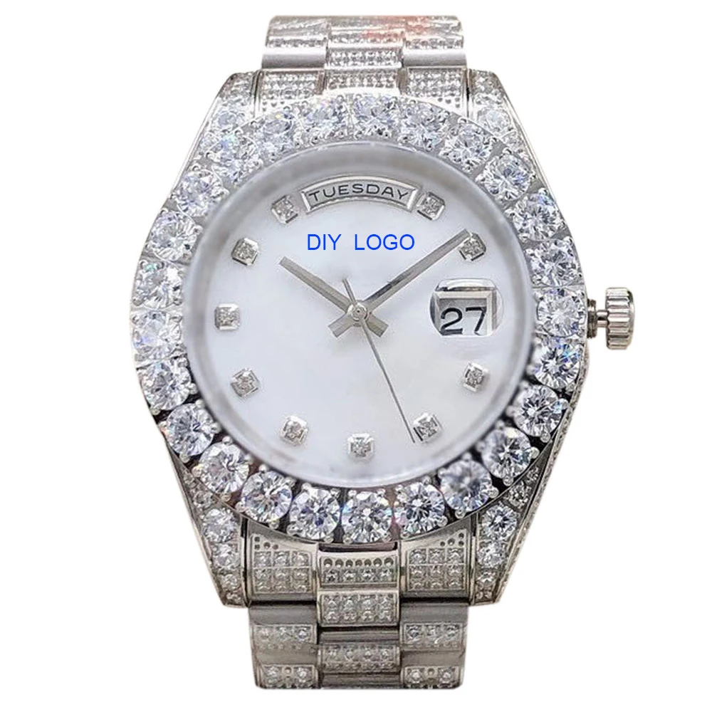 Customized Logo43mm men's watch with high-end mechanical movement, diamond bezel and sapphire mirror, best gifts man