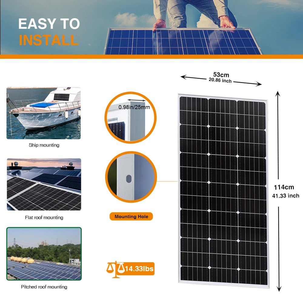 Imagem -06 - Solar Panel Painel Solar Monocristalino de 300w para Carregamento de Bateria de 12v Vidro Rígido 210 Pcs 150 Watt Módulo Solar 1500w 900w 600w Módulo Fotovoltaico Ideal para Autocaravana Casa de Jardim Barco