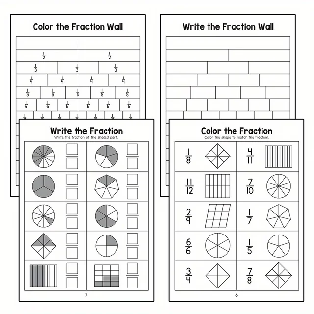 Fun Math Workbook] Ratchelli Basic Fractions Workbook |   Fun Math Skills Development for Kids in Grades 3 to 5, 32 Pages with Colorful Illustrations, Essential for Home Learning and Classroom Teaching. 5