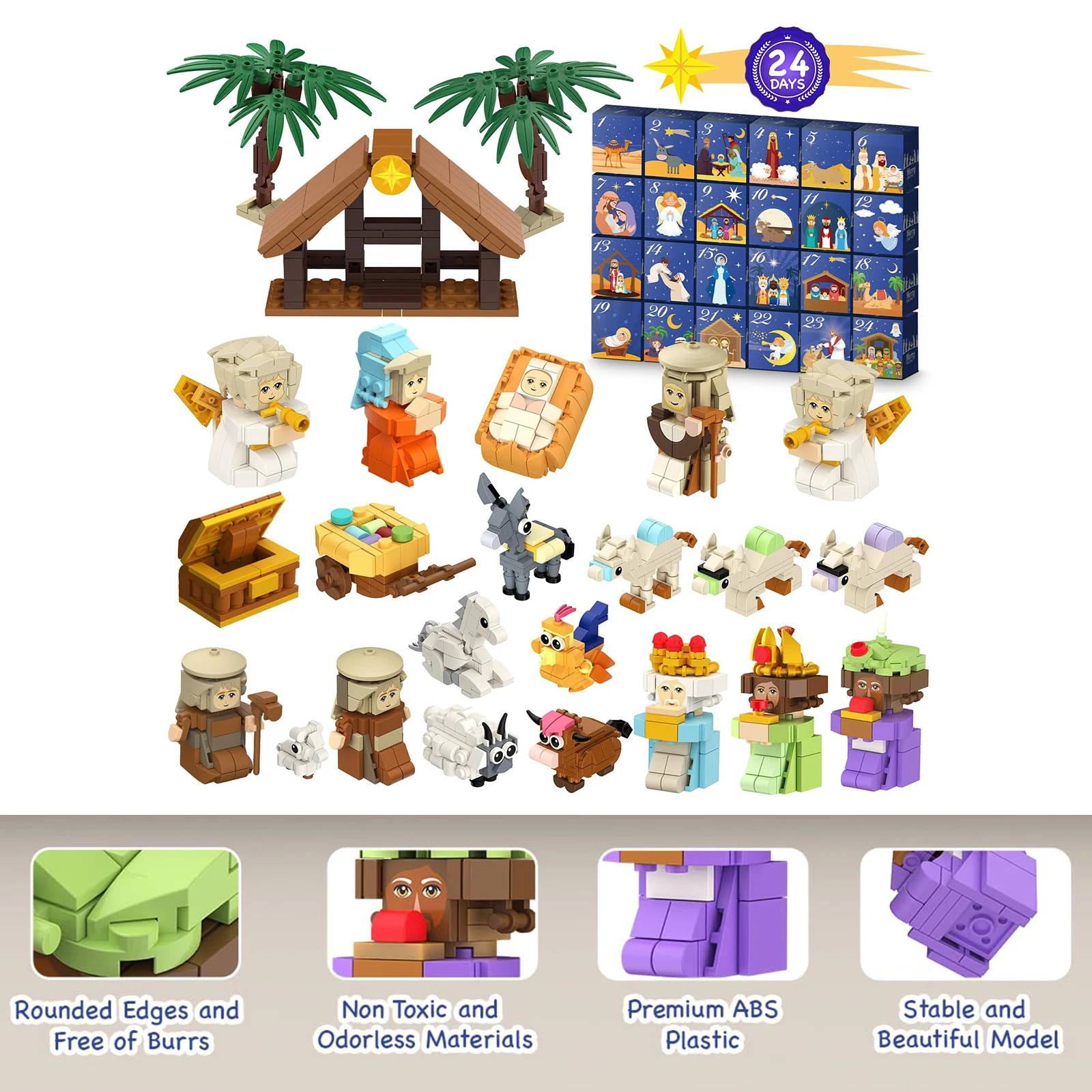 

Christmas Nativity Building Blocks Advent Calendar 24 Days Nativity Building Blocks Calendar for Kids Teen Adults Gift