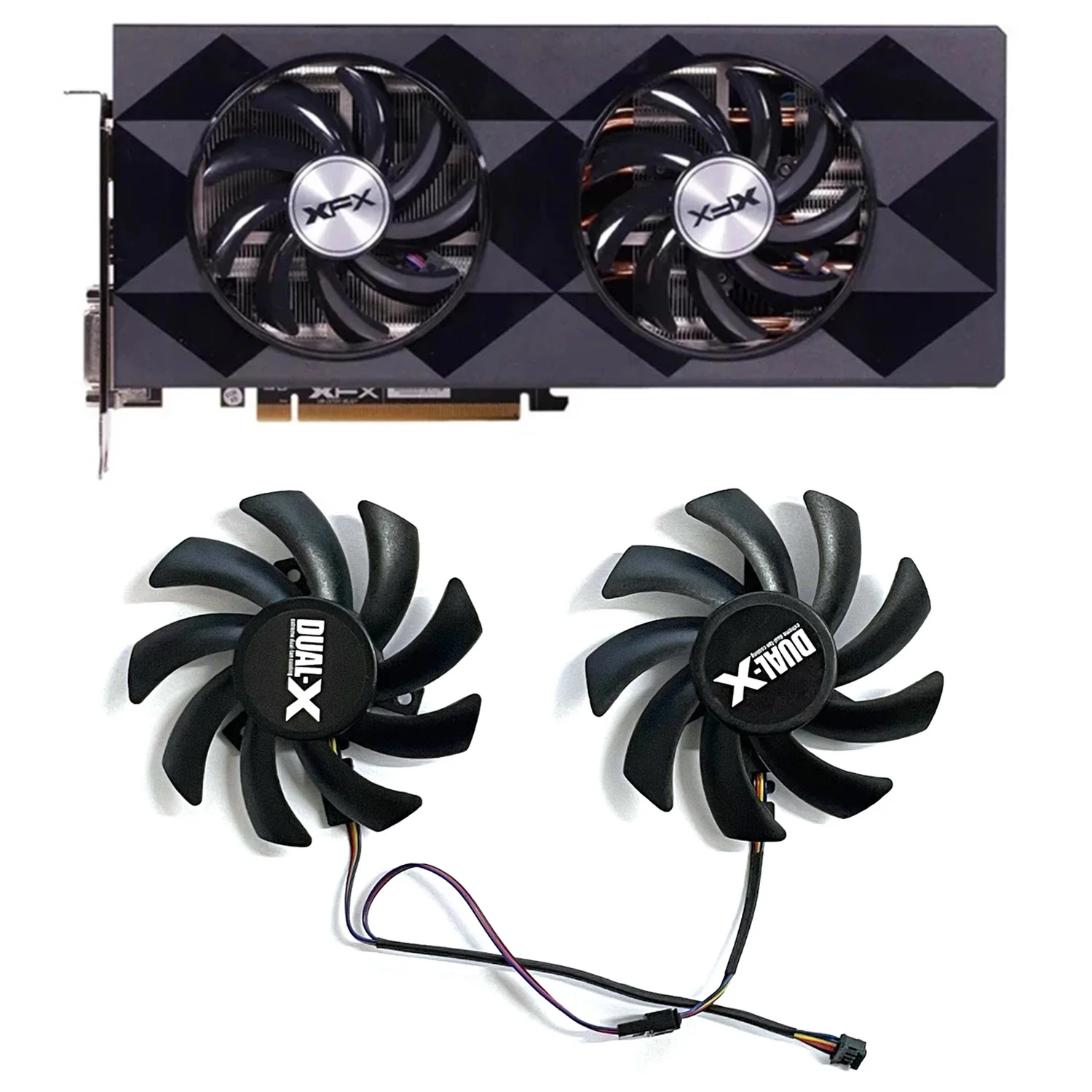 

2PCS 85MM 4PIN FDC10H12S9-C FD7010H12S DC 12V 0.45A RX580 radiator for XFX R9 390/390X 8G RX470 RX570 RX580 RS graphics card fan