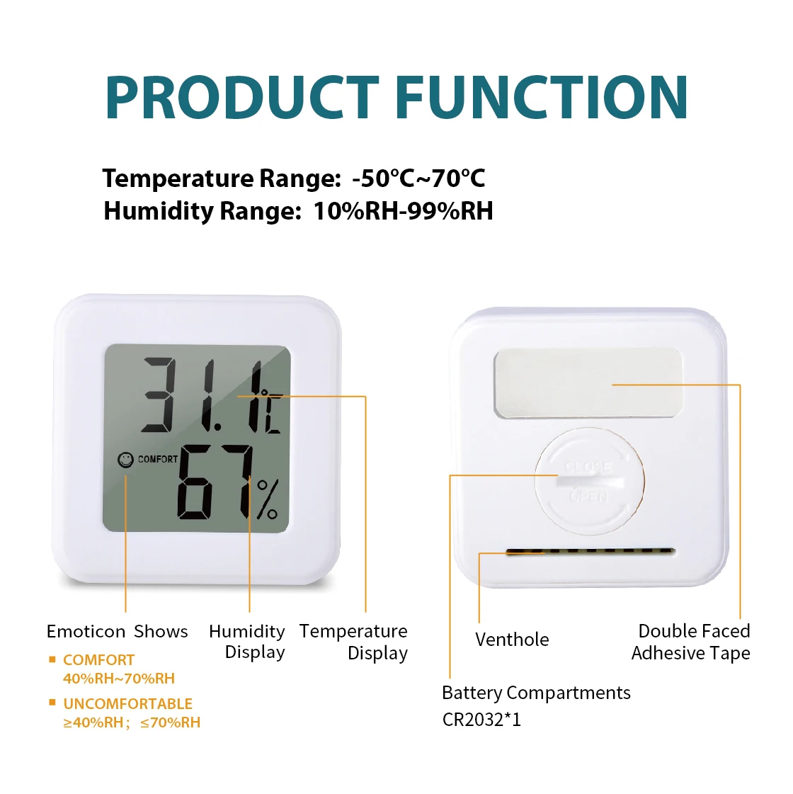 Digital Thermometer Hygrometer Indoor Room Temperature LCD Electronic Humidity Meter Sensor Gauge Weather Station For Home image 6